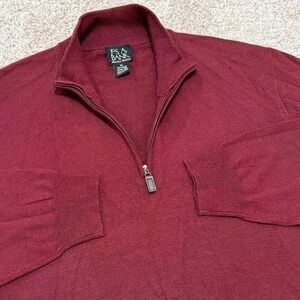 Vintage Jos. A. Bank Signature Italian Merino Wool Quarter-Zip | Burgundy | XL